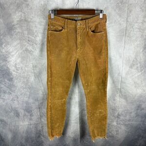 Mother High Waisted Looker Ankle Chew Corduroy Pants Okra Brown 26 1401-618
